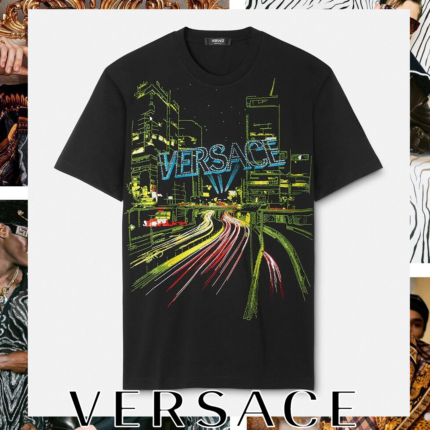 VERSACE シティ ライツ Tシャツ ブラック