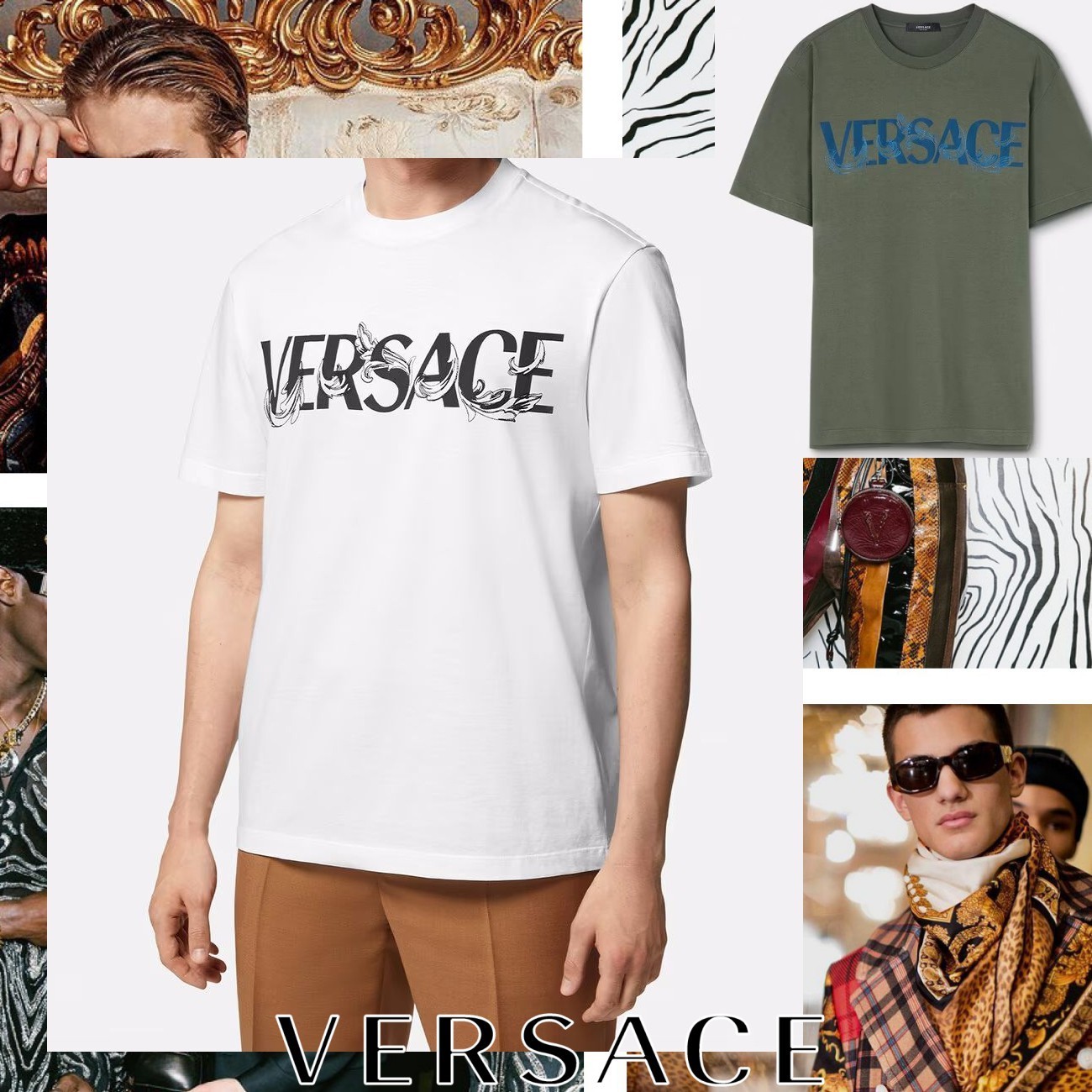 VERSACE バロッコ シルエット ブランドロゴ Tシャツ ２色展開
