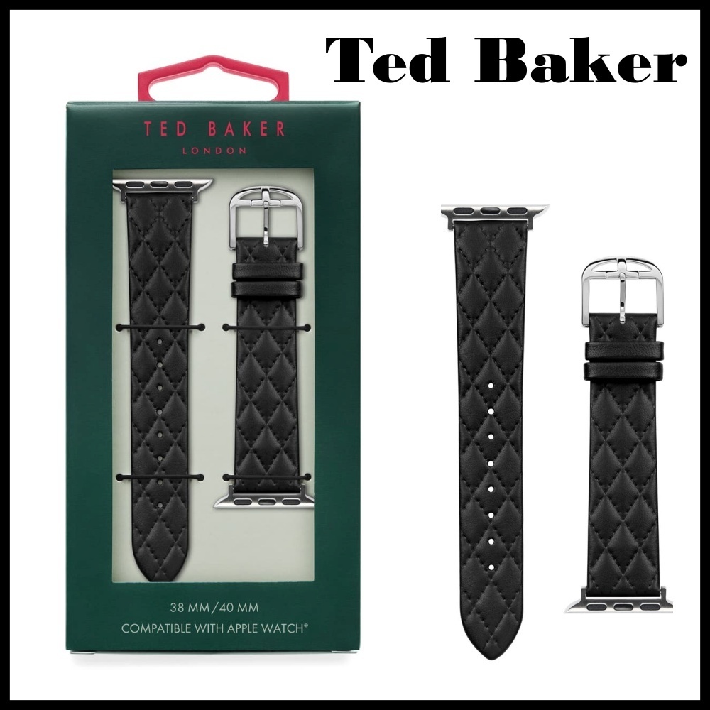 Ted Baker★キルティングレザーが上品 Apple Watch ストラップ黒
