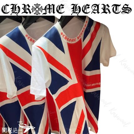 CHROME HEARTS Crew Neck Logo Skater Style Crew Neck Pullovers Union Jack mark Unisex