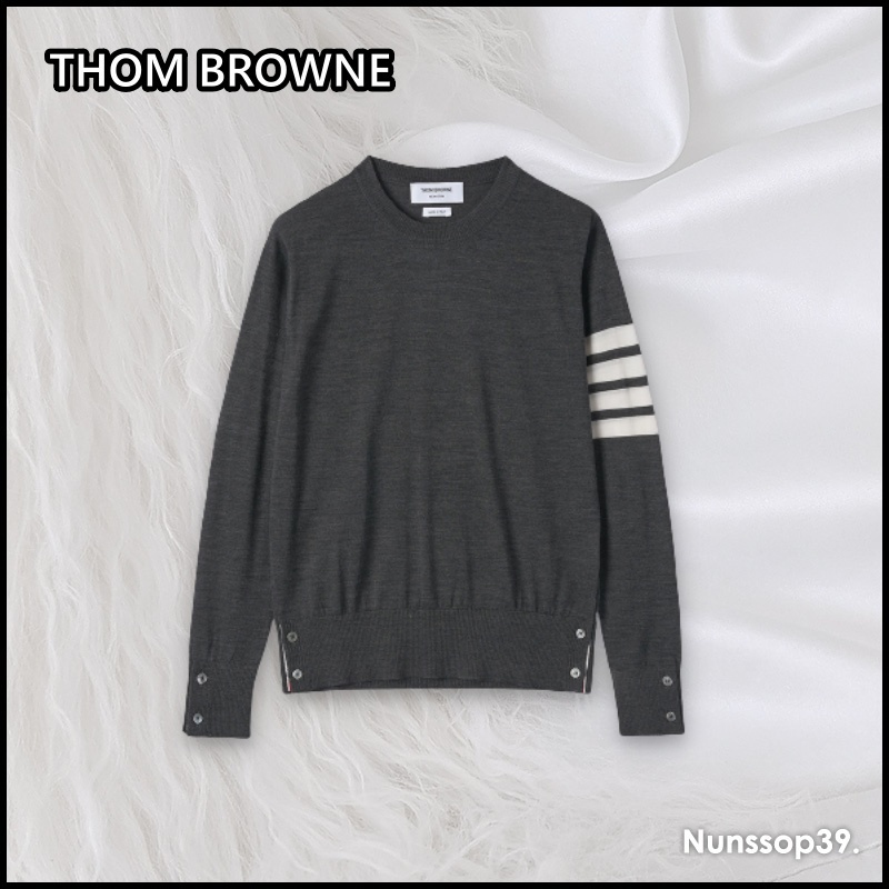 《THOM BROWNE》 MKA002A Y1014 022 4 BAR MERINO WOOL KNIT