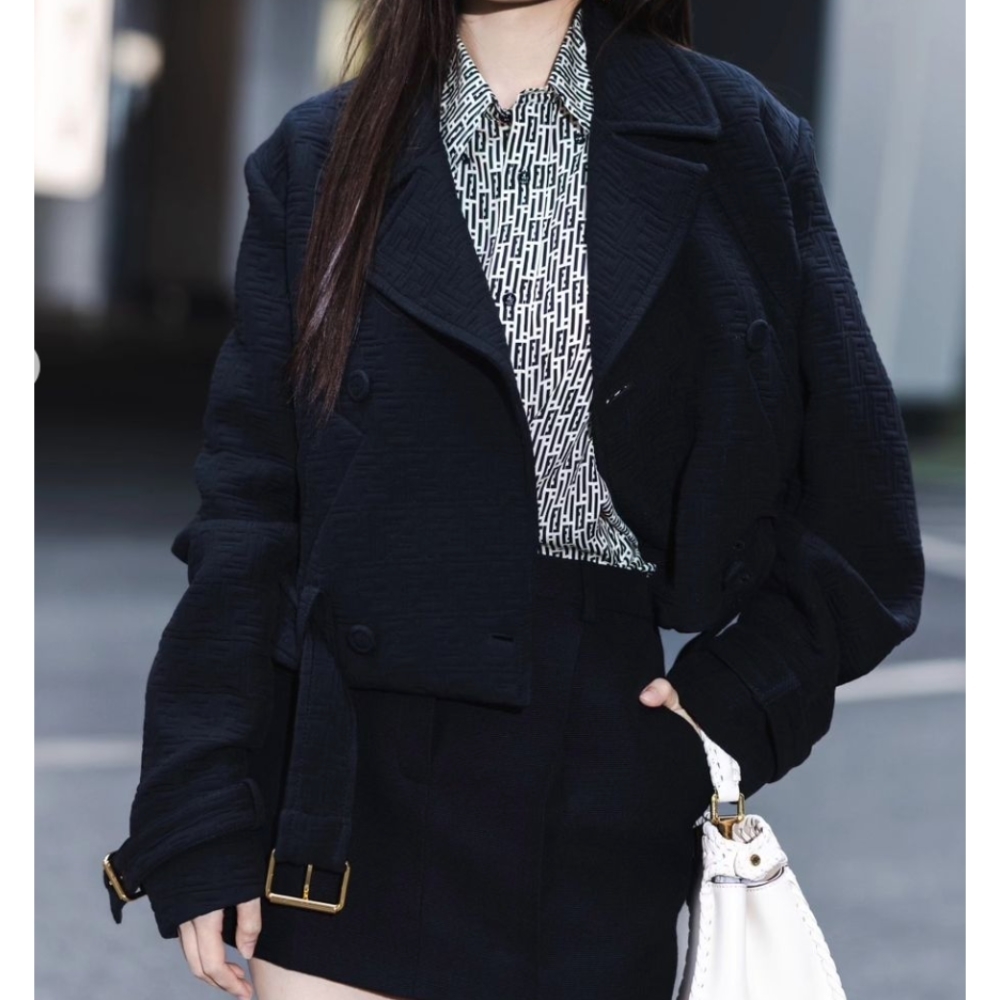 23FW【FENDI】ブルゾン ブラック ジャカードファブリック FFロゴ