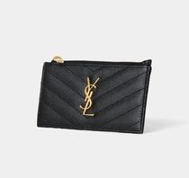 Saint Laurent Unisex Street Style Plain Skater Style Card Holders