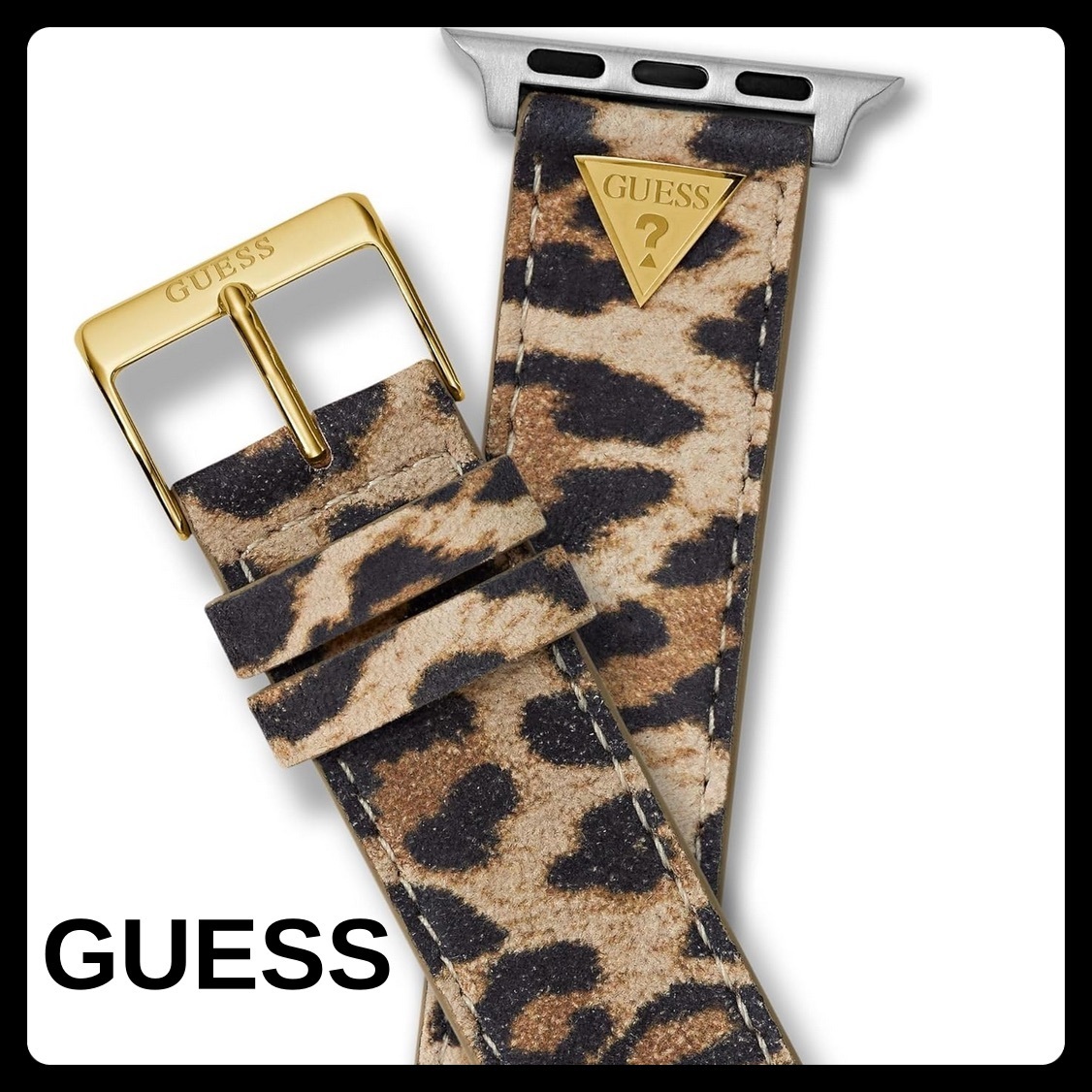 GUESS★レザー製のレオパード柄が素敵♪Apple Watchストラップ豹