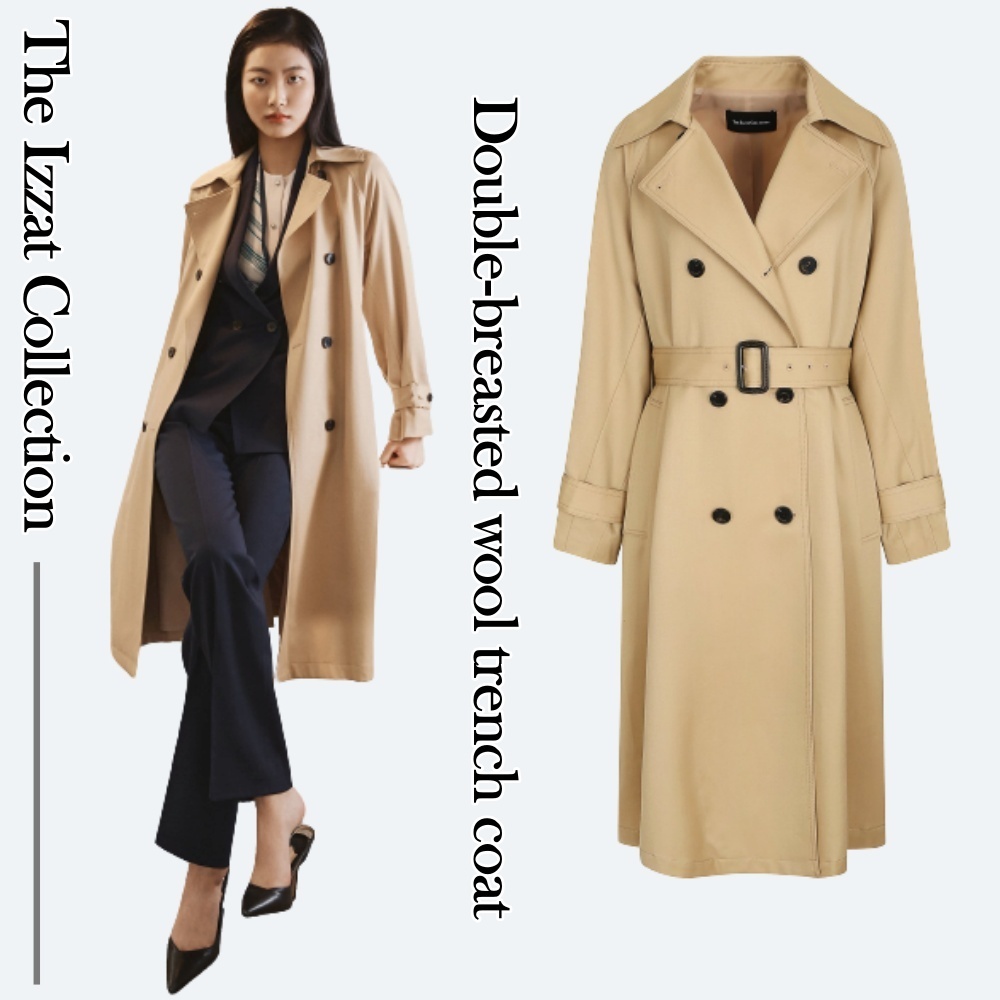 ◆THE IZZAT COLLECTION ダブルブレスト ウール トレンチコート