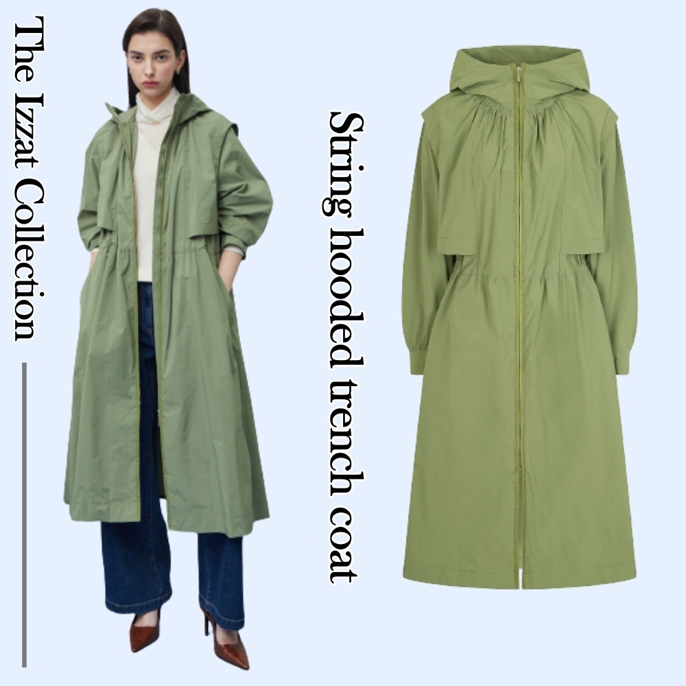 ◆THE IZZAT COLLECTION ストリングフードトレンチコート