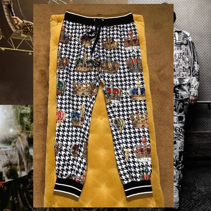 Dolce & Gabbana Joggers & Sweatpants Zigzag Unisex Street Style Logo Joggers & Sweatpants