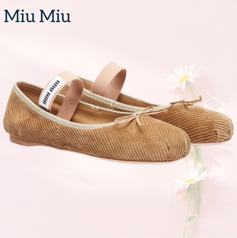可愛い☆Miu Miu☆コーデュロイバレリーナフラットシューズ