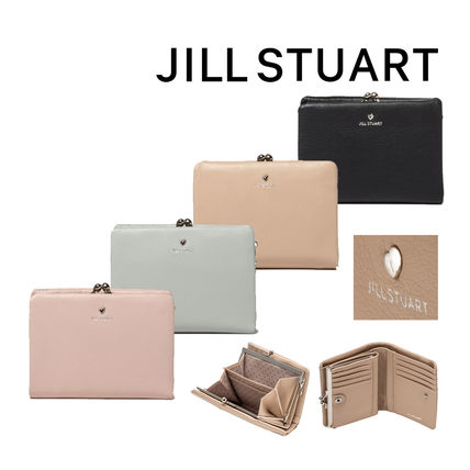 JILLSTUART Folding Wallets Unisex Calfskin Blended Fabrics Tassel Plain Leather