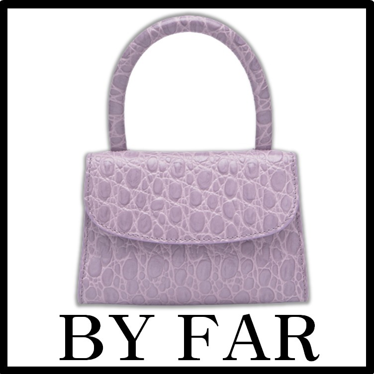 関税込☆BY FAR★MINI CIRCULAR CROCO EMBOSSED TOP HANDLE TOTE