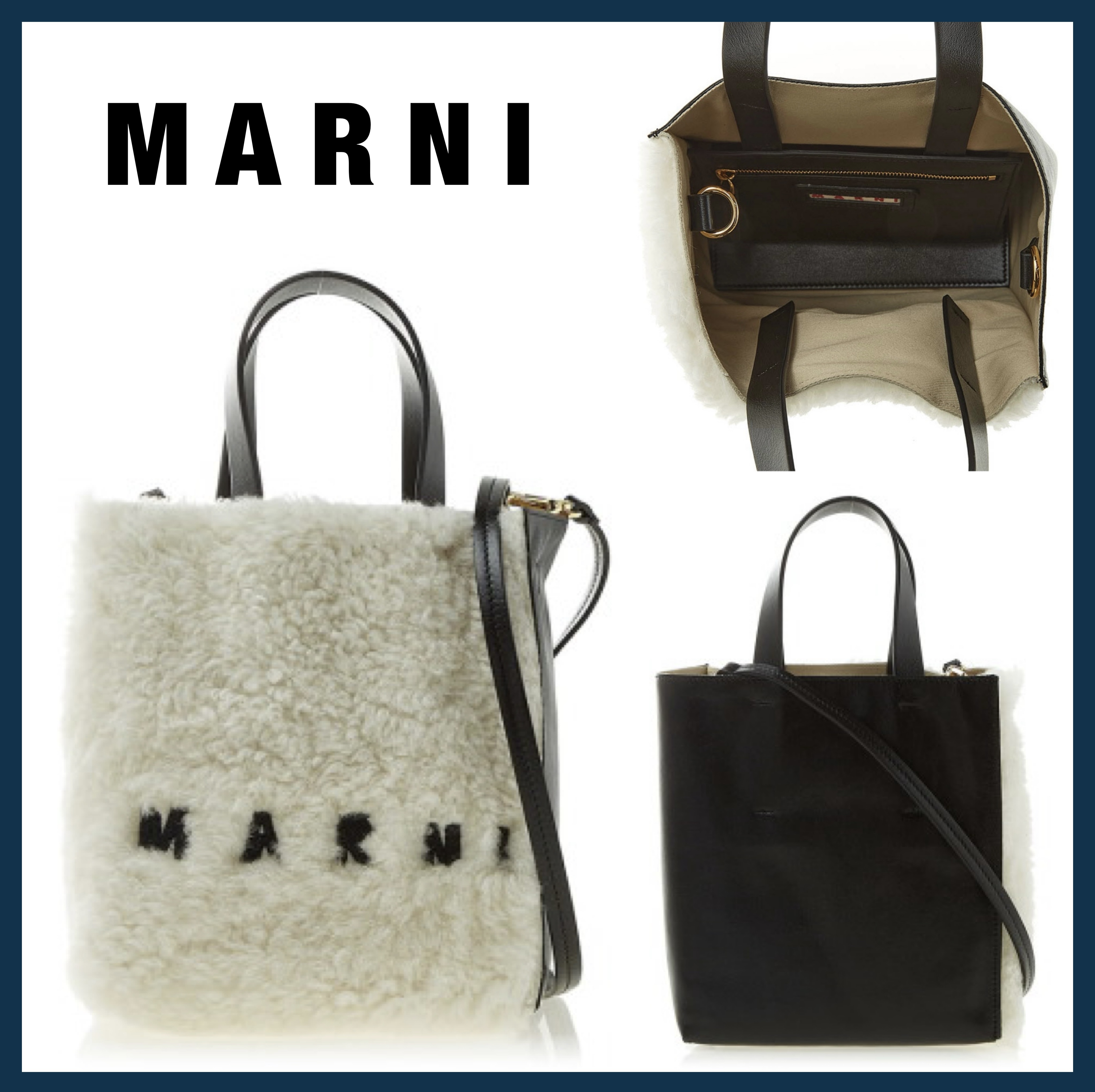 【関税込み】 ☆MARNI☆ ファー レザー ミニ トートバッグ