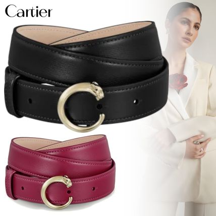 Cartier Belts Casual Style Unisex Street Style Bi-color Plain Leather