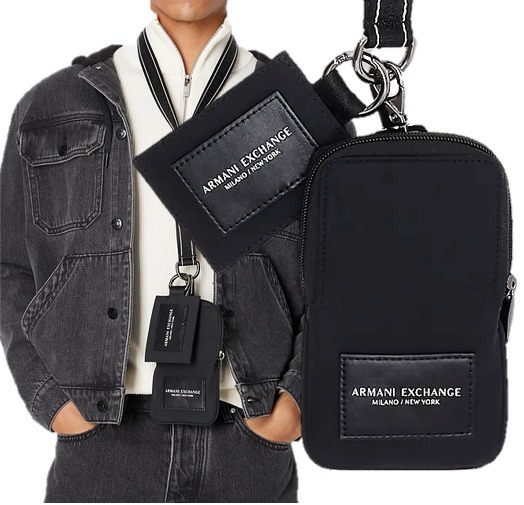 Armani Exchange ファスナー カード ホルダー ストラップ付
