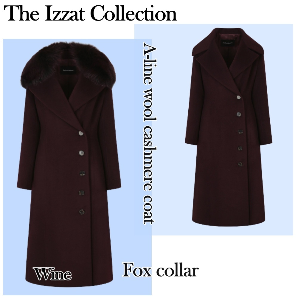 ◆THE IZZAT COLLECTION ウールラクーンカシミヤコート