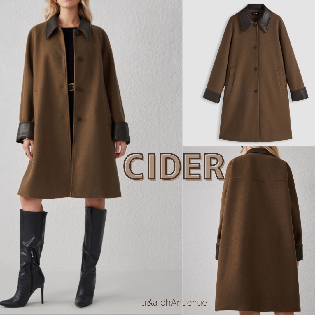 Cider◆襟◆ソリッド◆ポケット◆コート[送料込]