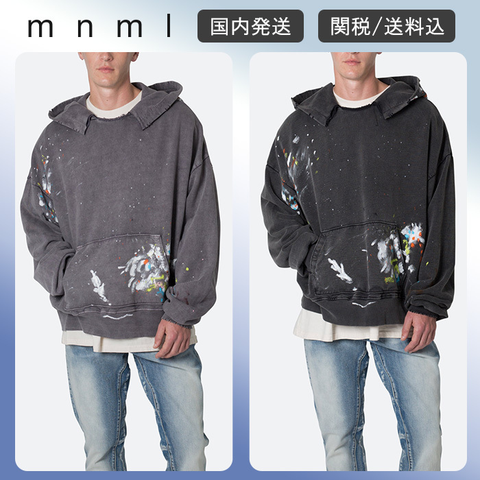 大人気！mnml★デストロイド ペインター パーカー