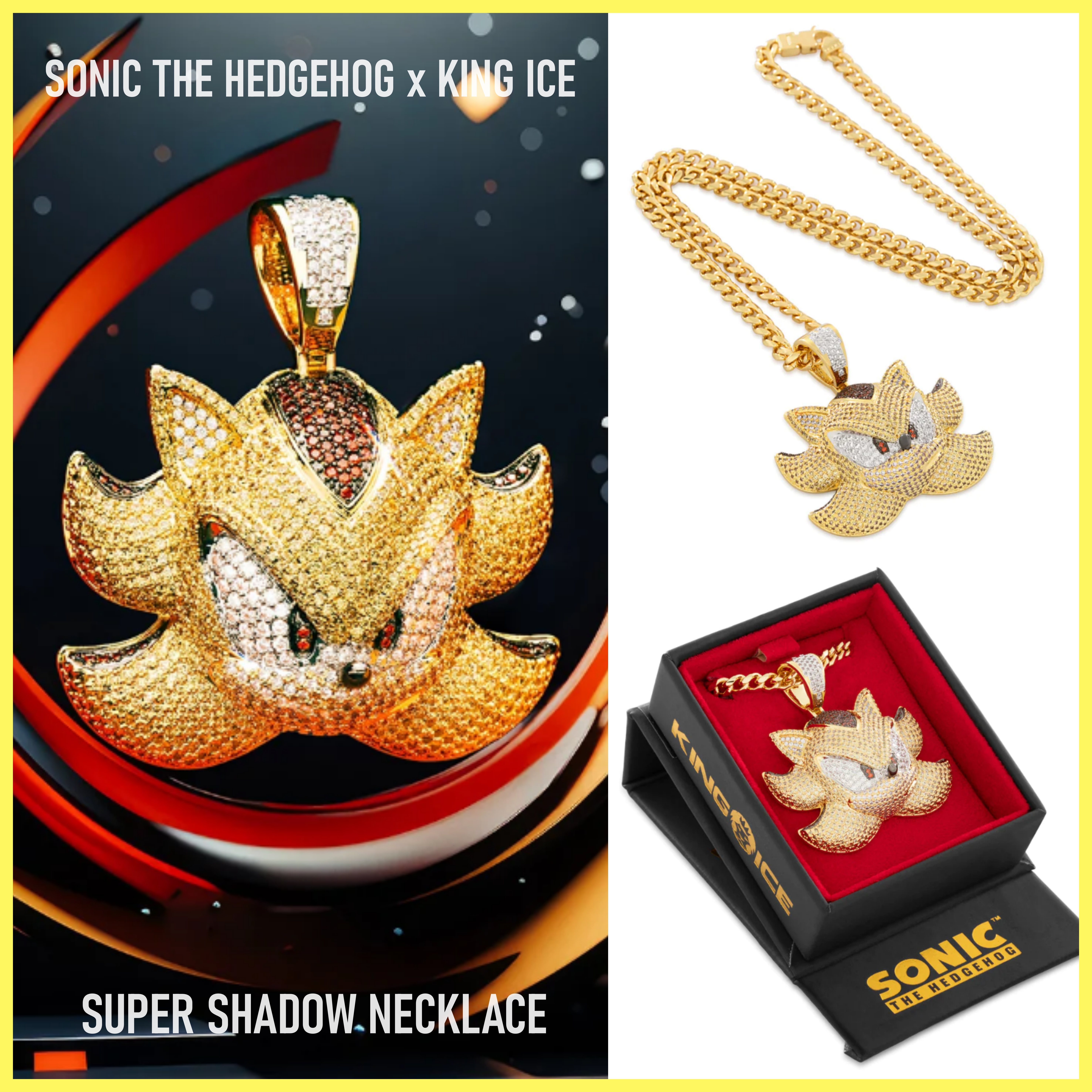 送税込【SONIC THE HEDGEHOG x KING ICE】SUPER SHADOW NECKLACE
