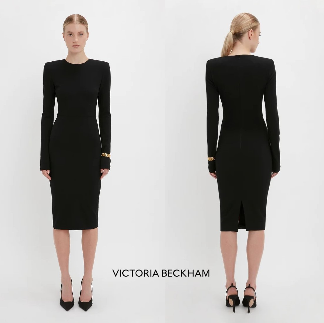 国内発| VICTORIA BECKHAM ウール混クレープ ミディドレス