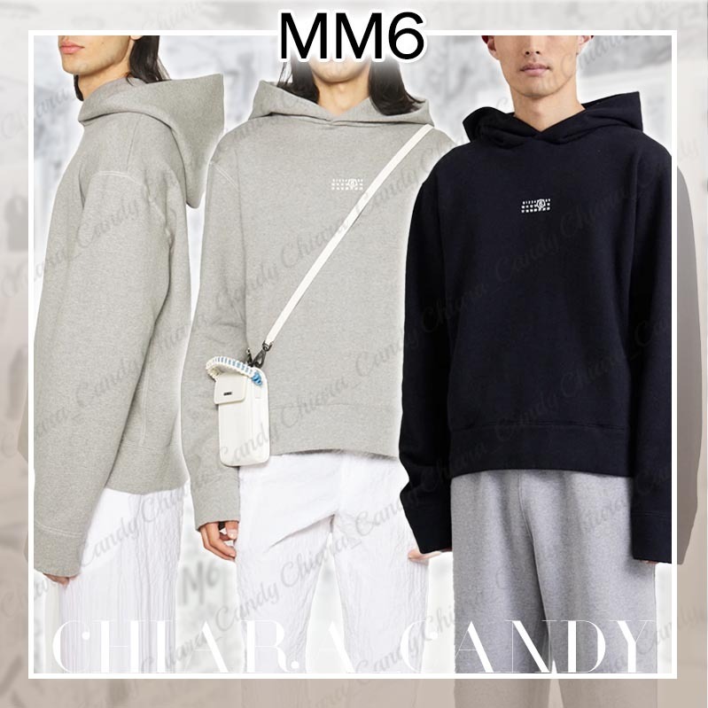 【23AW NEW】MM6_man/ フード付き スウェットシャツ /Grey Black