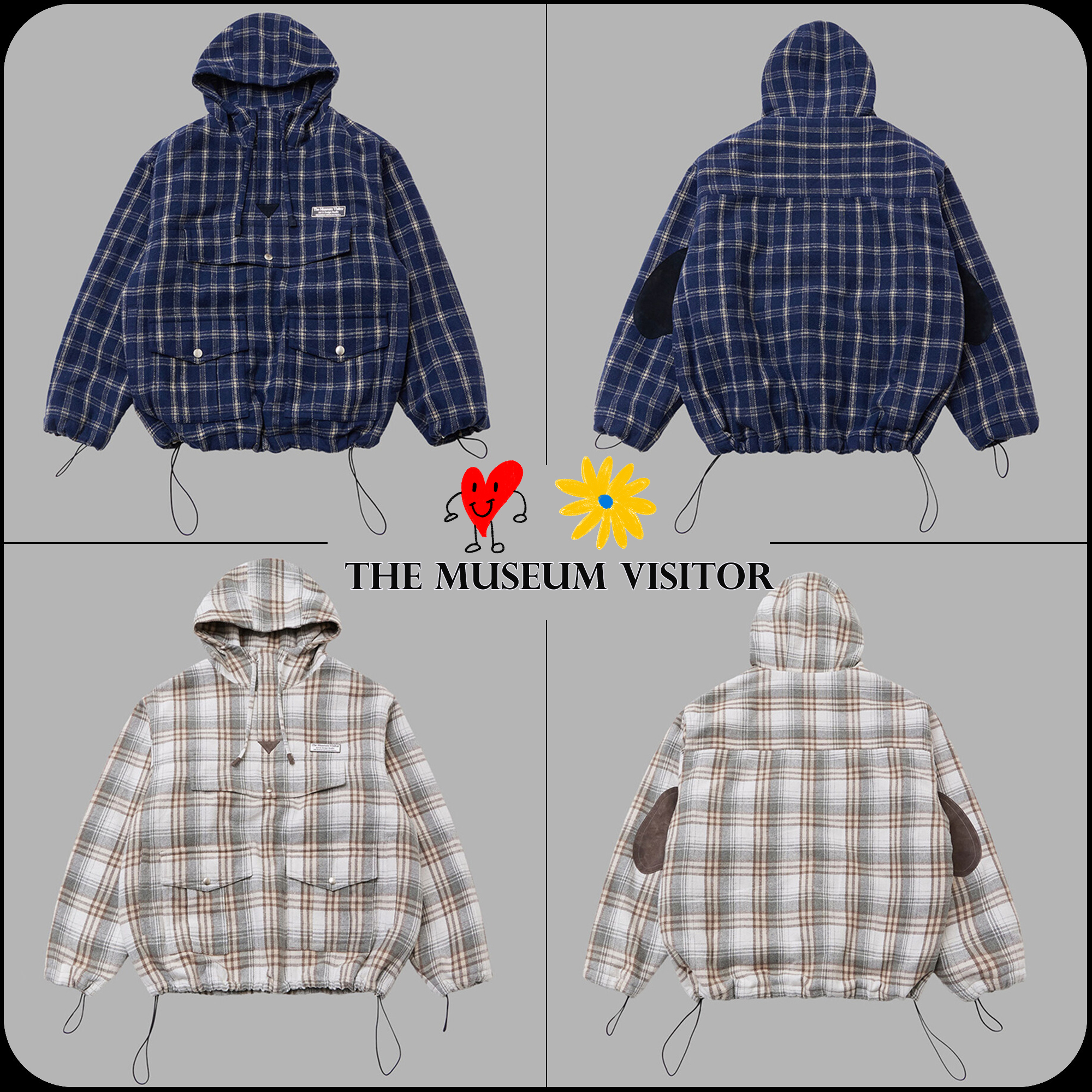 [THE MUSEUM VISITOR]★LEATHER ELBOW PATCH CHECK ANORAK