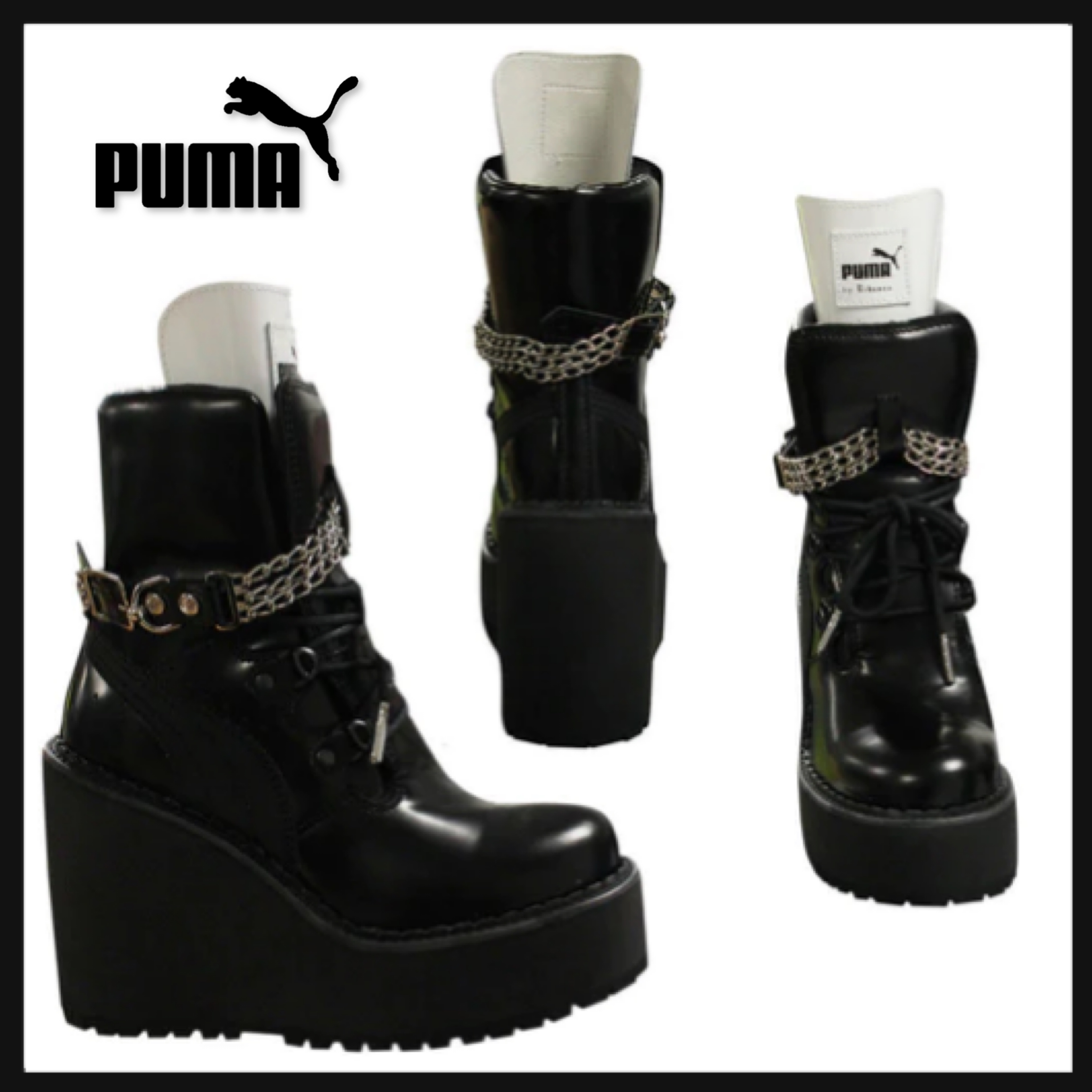 【PUMA】Fenty by Rihan 厚底 Grunge ロゴ ブーツ チェーン 黒