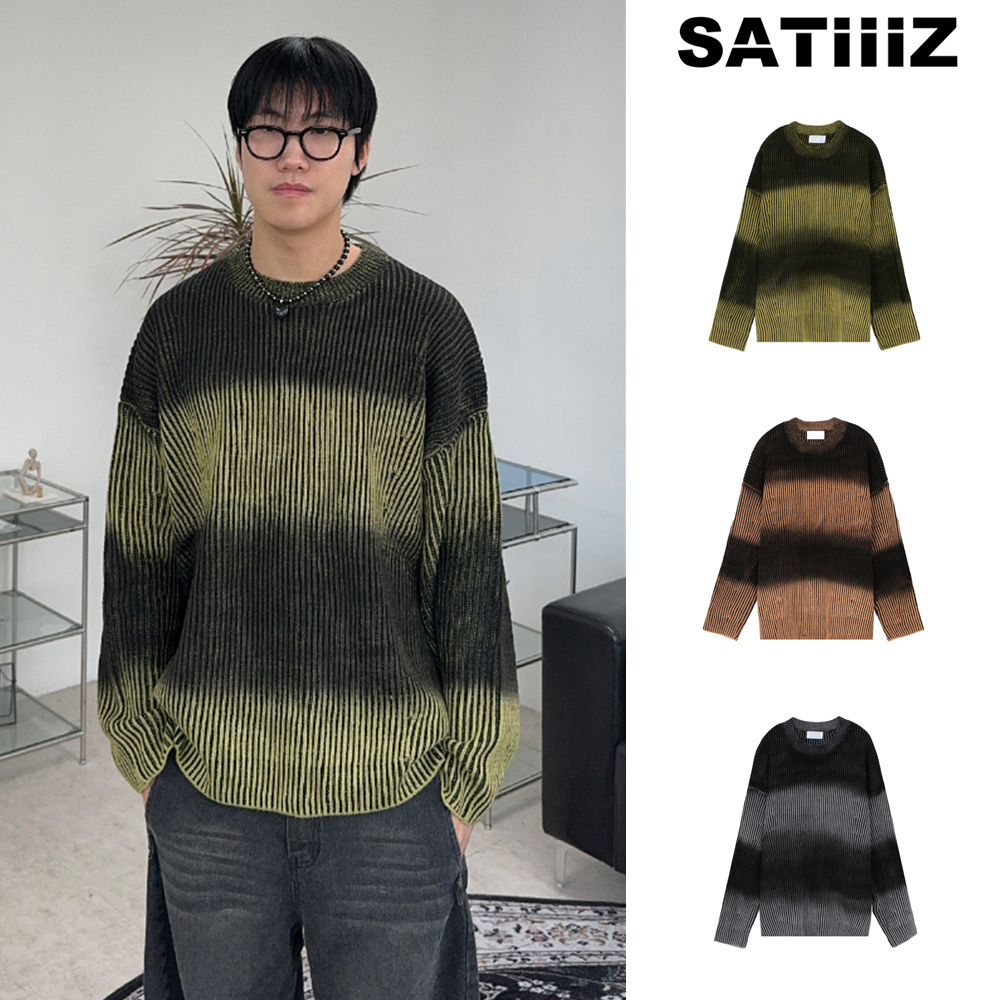【SATIIIZ】Heren gradient grunge knit