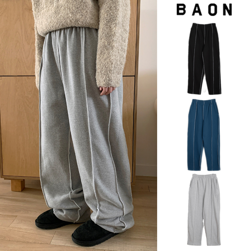 【BAON】[unisex] banding stitch line brushed training pants