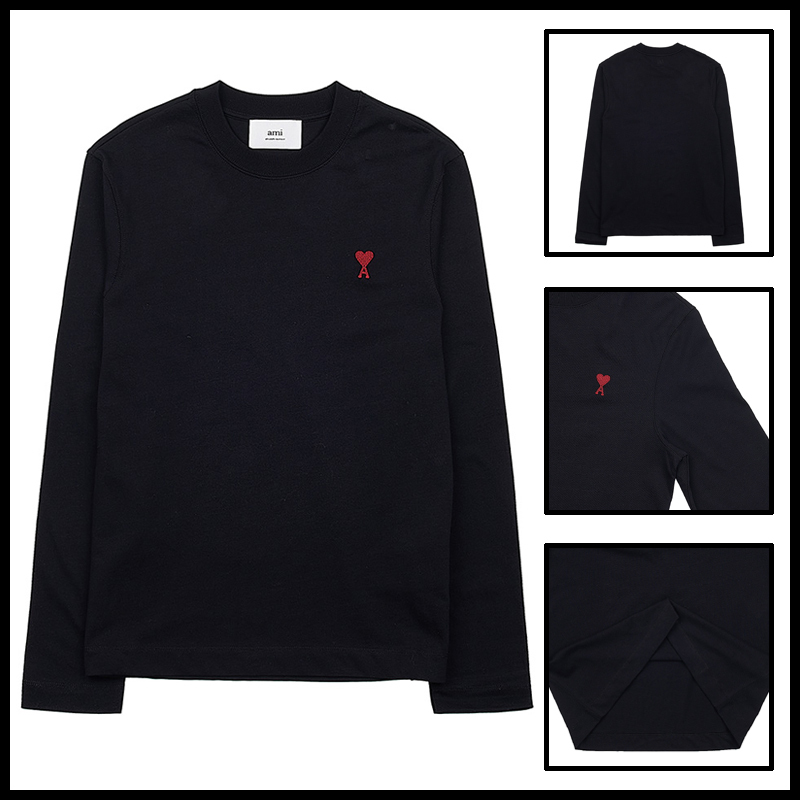 ★送料関税込★AMI PARIS ハートロゴ コットン 長袖Tシャツ