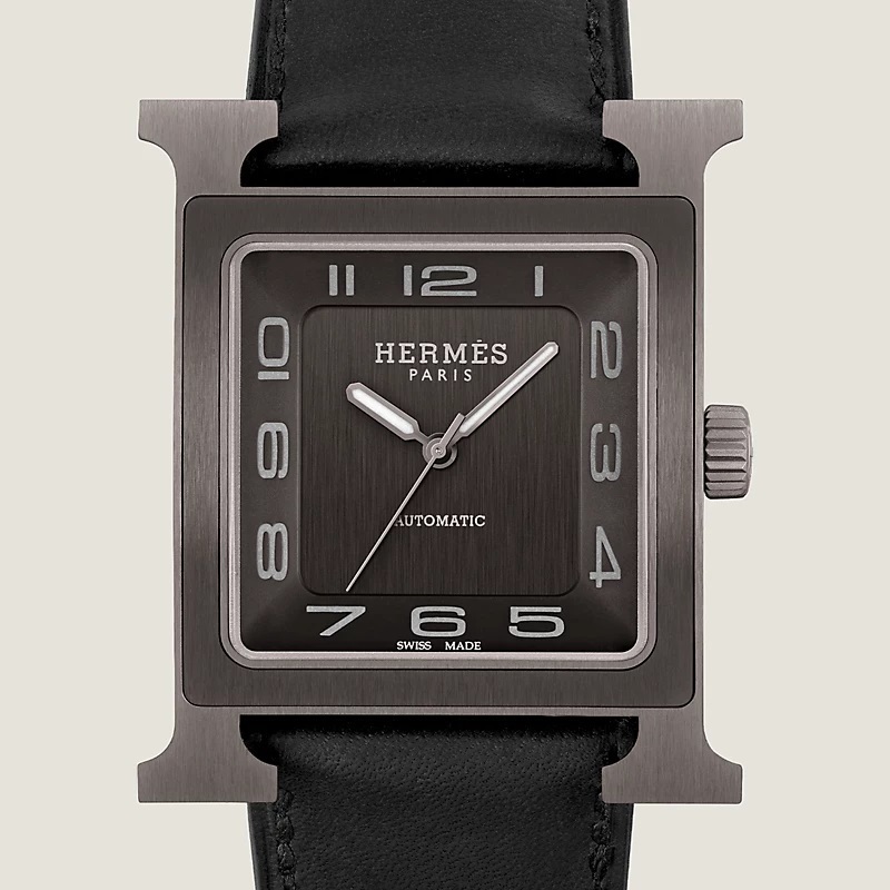 【HERMES】 腕時計 《Hウォッチ》 ラージ 34 mm ソーブラック