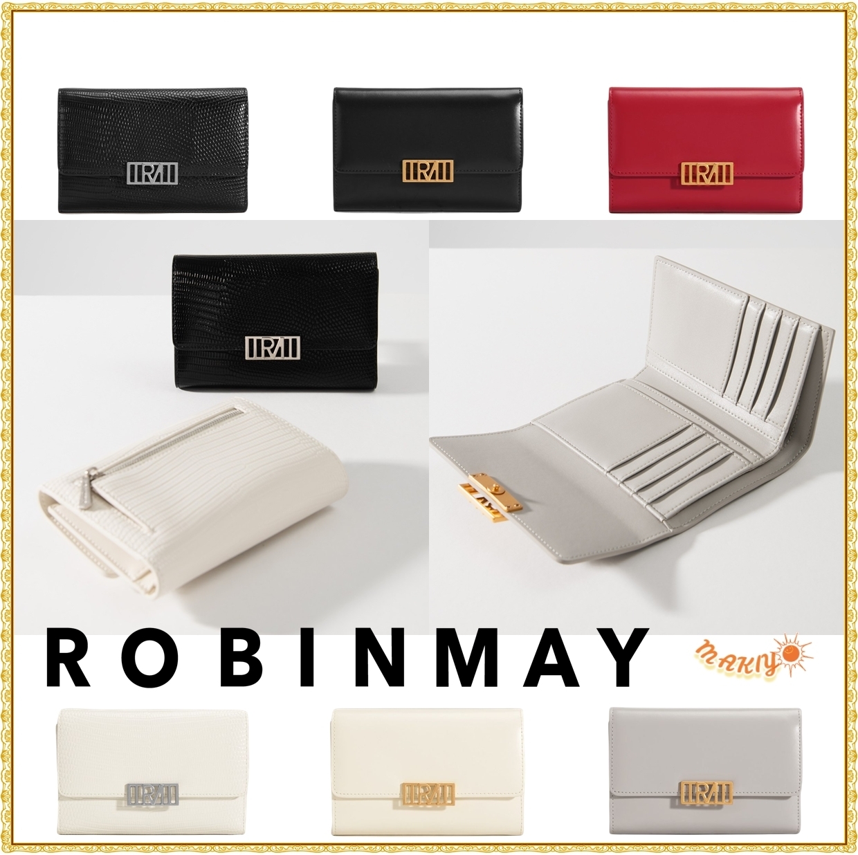 送料込★ROBINMAY★巴洛克真皮中夾★本革 折りたたみ 財布