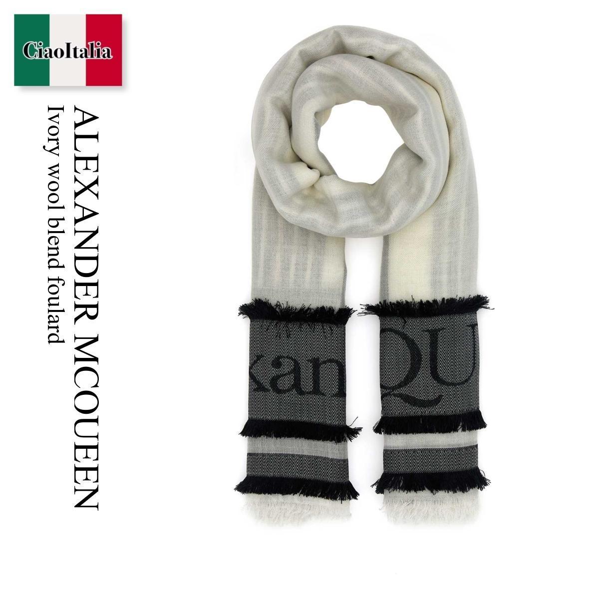 スカーフ Alexander Mcqueen Ivory Wool Blend Foulard