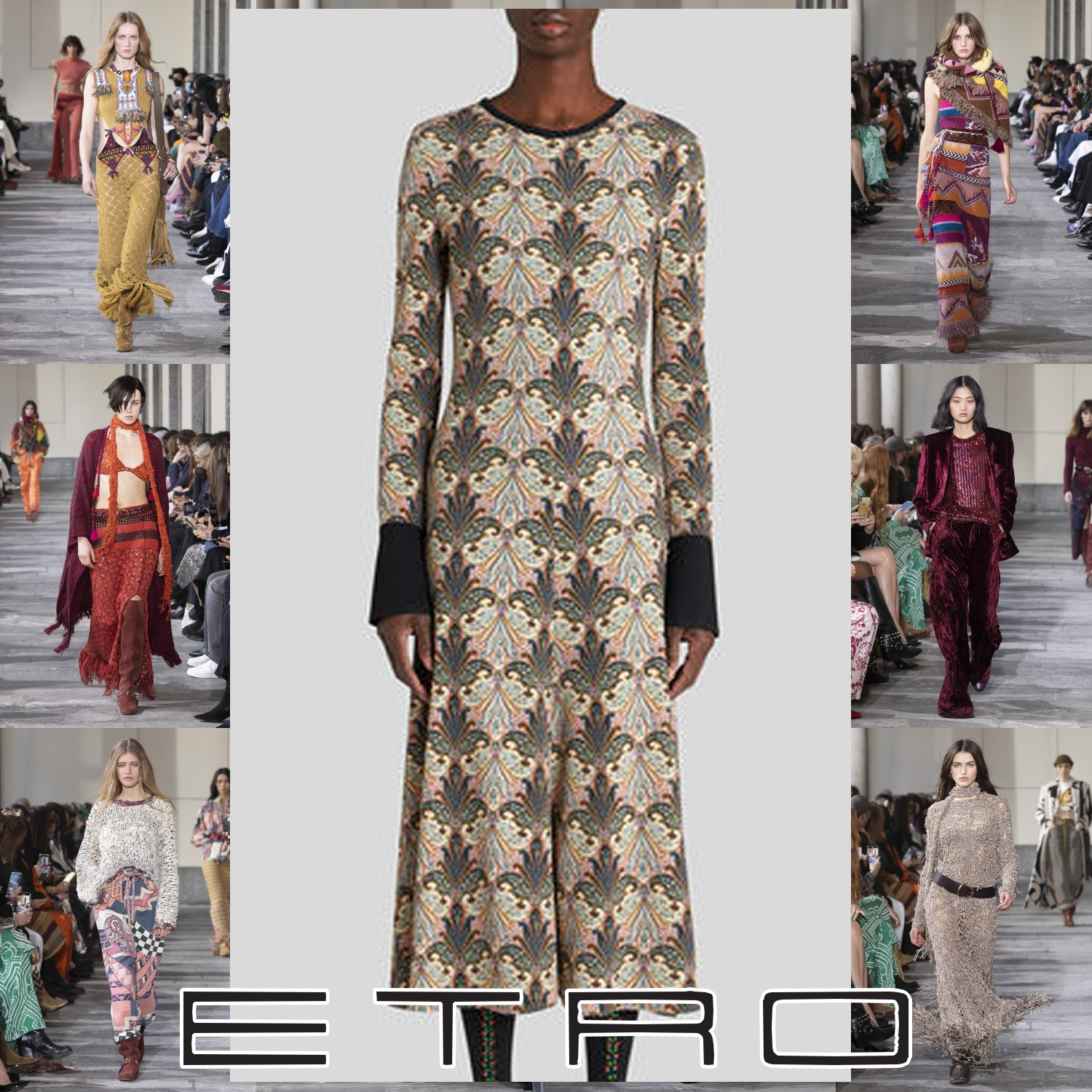 ETRO ペイズリー ジャージーミディドレス マルチカラー