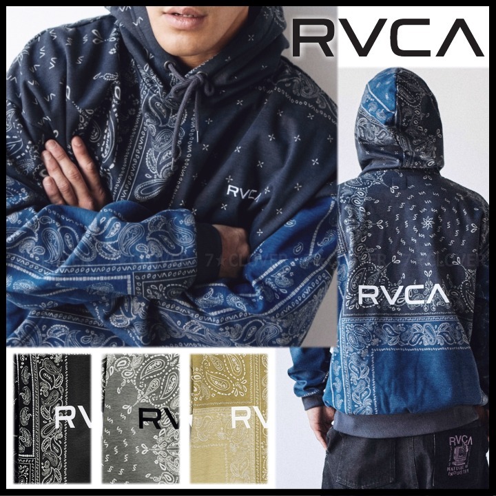 ★★送料無料★★RVCA MEN'S BANDANA PATTERN PATCHWORK HOODIE