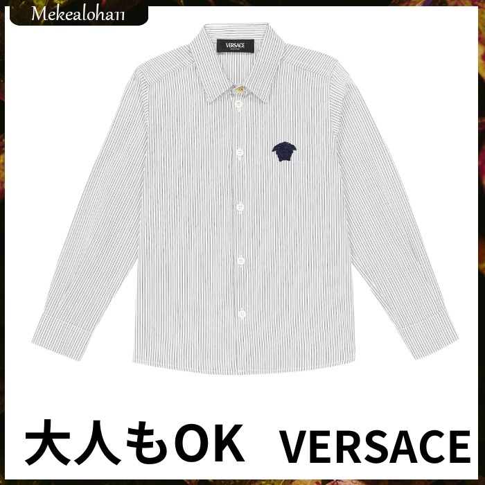 VERSACE☆キッズ メドゥーサ ストライプコットンシャツ大人もOK