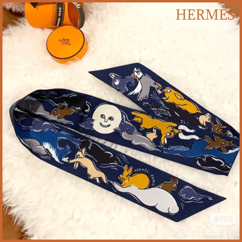 【大人っぽさで魅了する♪】HERMES ツイリー 千と一のウサギ