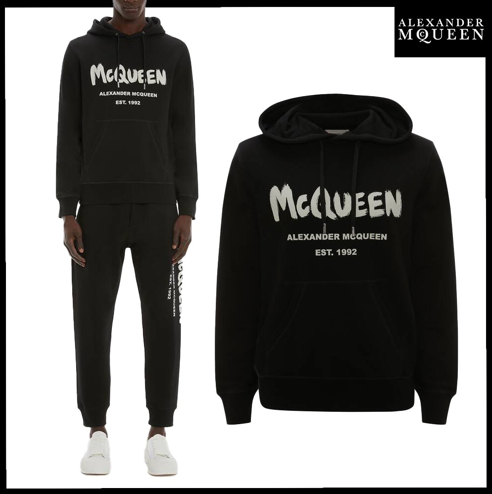 ★Alexander Mcqueen★McQueen graffiti hooded sweatshirt★