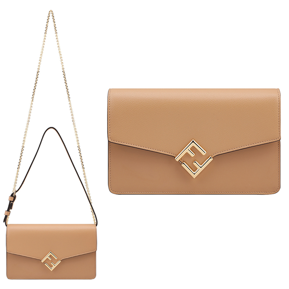 関税負担なし☆FENDI ダイヤモンド レザー ウォレット チェーン