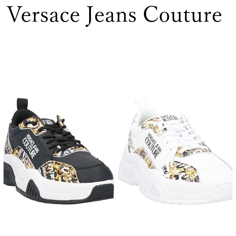 VERSACE JEANS COUTURE ロゴ レザースニーカー ☆関税込☆ 靴