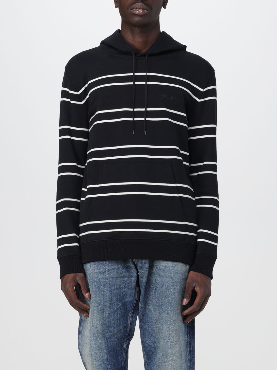 SAINT LAURENT ストライプ ロゴ パーカー フーディ