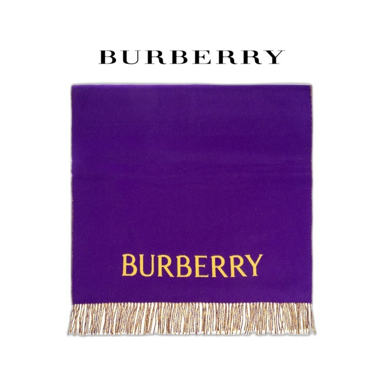 ★関税込み・送料無料★ Burberry ロゴ刺繍フリンジ付きスカーフ