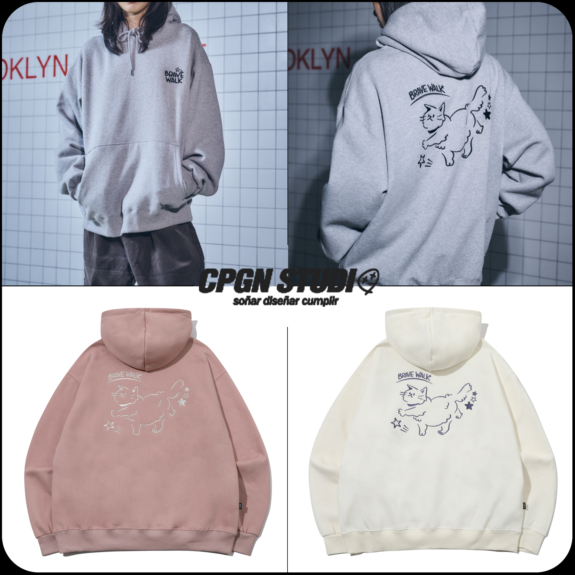 [CPGN STUDIO ]★ BRAVE CAT embroidered hoodie