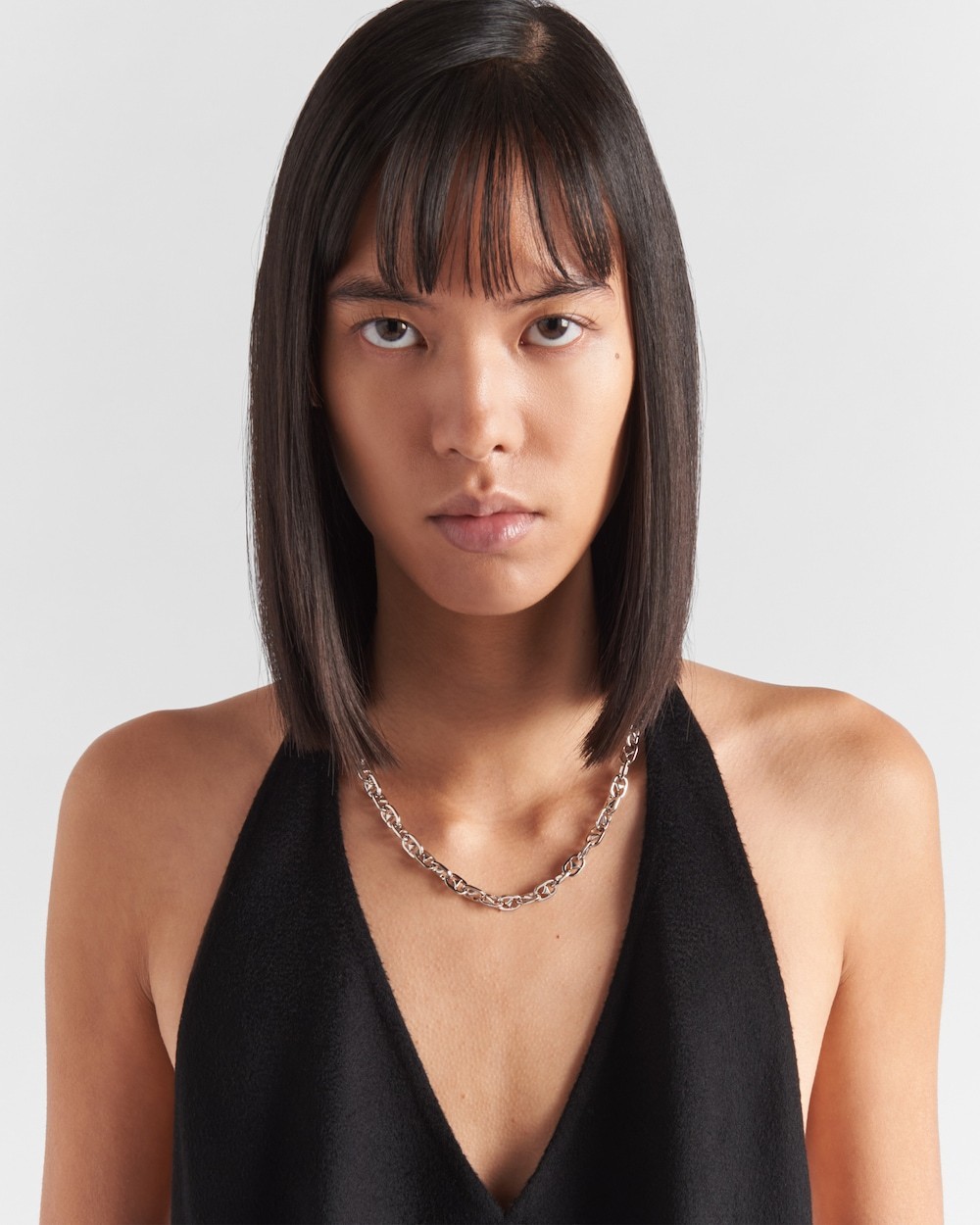 日本未発売*PRADA ユニセックストロゴ付チェーンネックレス ユニセックス ブラック（黒）系 PRADA(プラダ) ネックレス