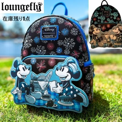 LOUNGE FLY Backpacks Casual Style Unisex Faux Fur Collaboration Logo Backpacks