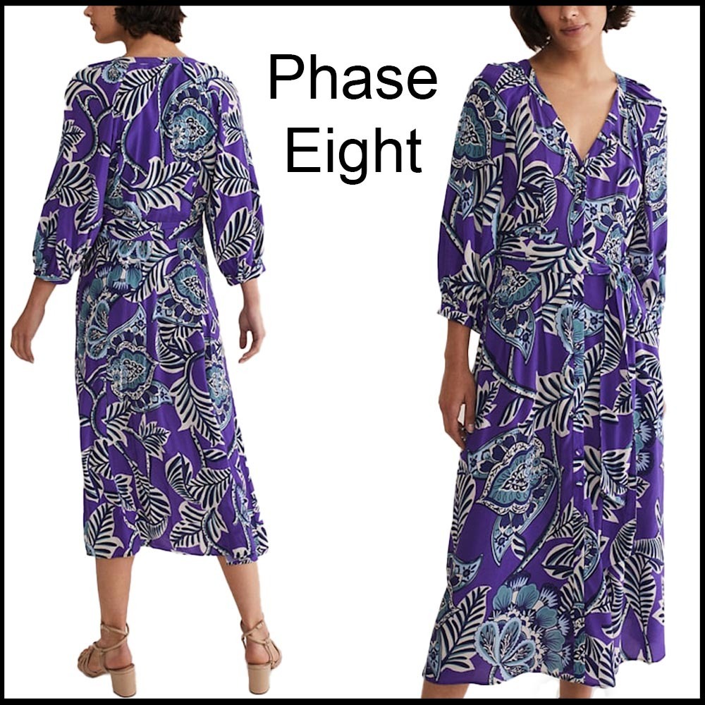 【Phase Eight】Erin ペイズリー ミディ ワンピース