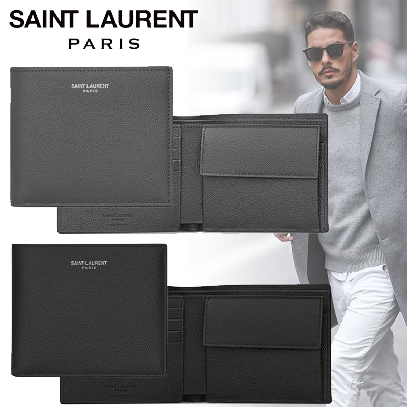 国内直営 **SAINT LAURENT** コインパース付き 二つ折り財布
