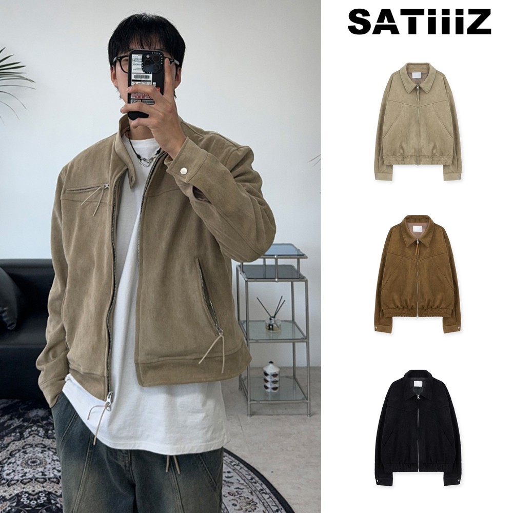 【SATIIIZ】Roan biker suede quilted jacket