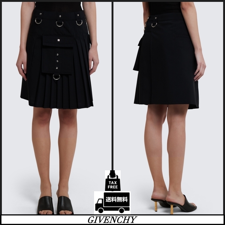 【GIVENCHY】キルトスカート ウール＆モヘア