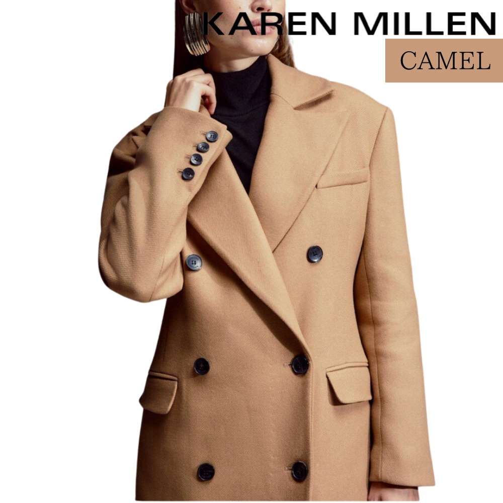 KAREN MILLEN アンチフィットコート ウール ボタン 肩パッド KAREN MILLEN アンチフィットコート ウール ボタン 肩パッド