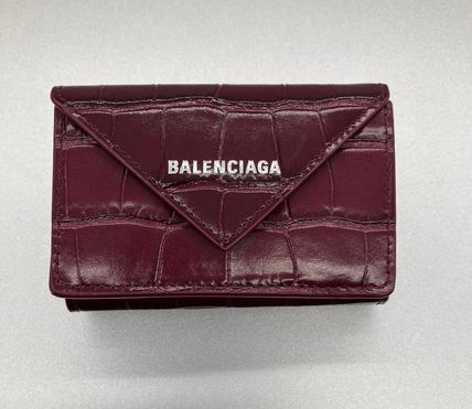 BALENCIAGA Folding Wallets Calfskin Plain Other Animal Patterns Handmade Folding Wallet