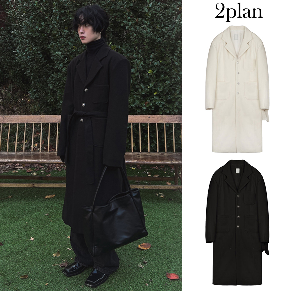 【2plan】Return tweed robe coat